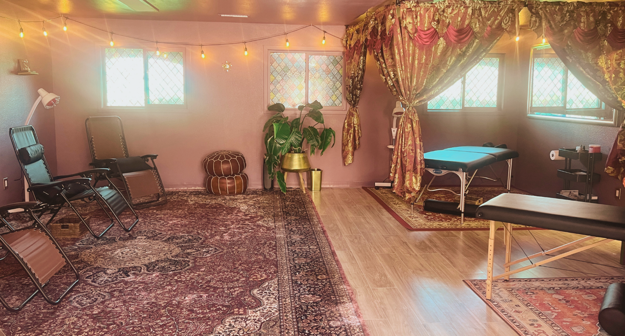 The shared community treatment room with chairs and tables